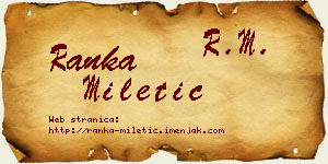 Ranka Miletić vizit kartica